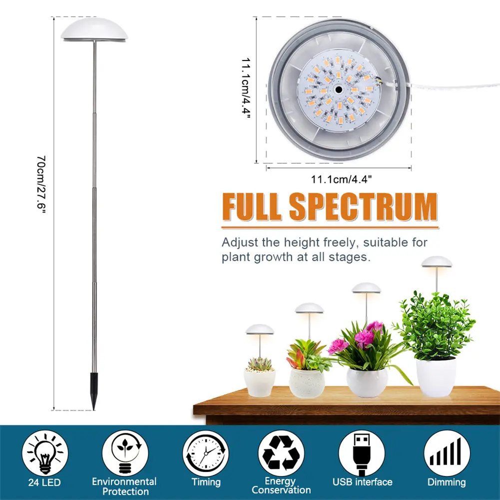 Full Spectrum Grow Lights Height Adjustable Plant Growing Lamp Plant Grow LED Light for Indoor Hydroponic Plants Veg Flower