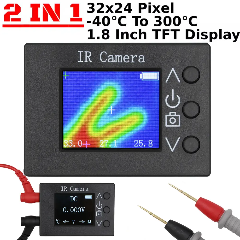 2 IN 1 Infrared Thermal Imager 32x24 IR Resolution Multimeter Infrared Thermal Camera -40℃ To 300℃ 1.8 Inch TFT Screen