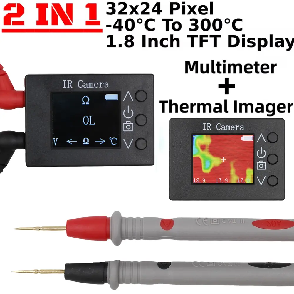 2 IN 1 Infrared Thermal Imager 32x24 IR Resolution Multimeter Infrared Thermal Camera -40℃ To 300℃ 1.8 Inch TFT Screen