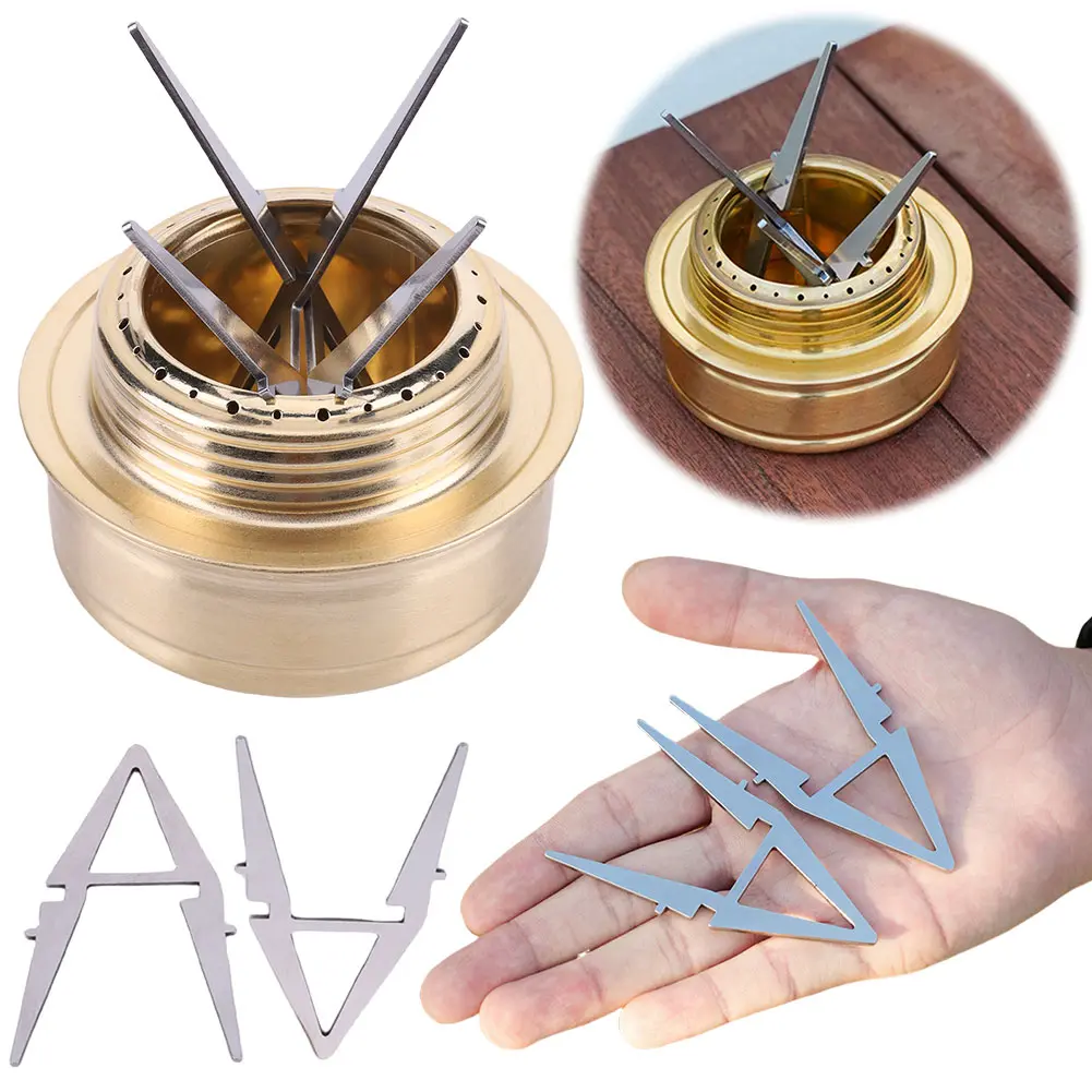 Outdoor Alcohol Stove with Four-Corner Bracket Portable Cooking Stove Adjustable Firepower Hiking Backpacking Cookware
