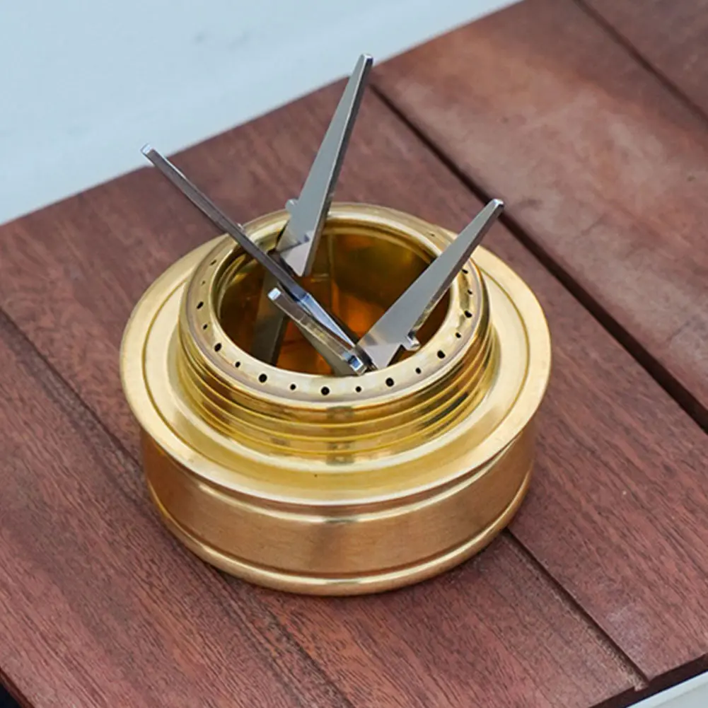 Outdoor Alcohol Stove with Four-Corner Bracket Portable Cooking Stove Adjustable Firepower Hiking Backpacking Cookware