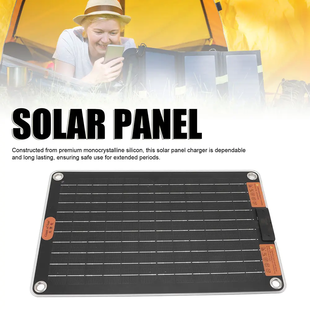 15W Portable Solar Panel Waterproof Camping Solar Panel Charger Solar Charging Panel for Outdoor Camping Hiking Phone Charger