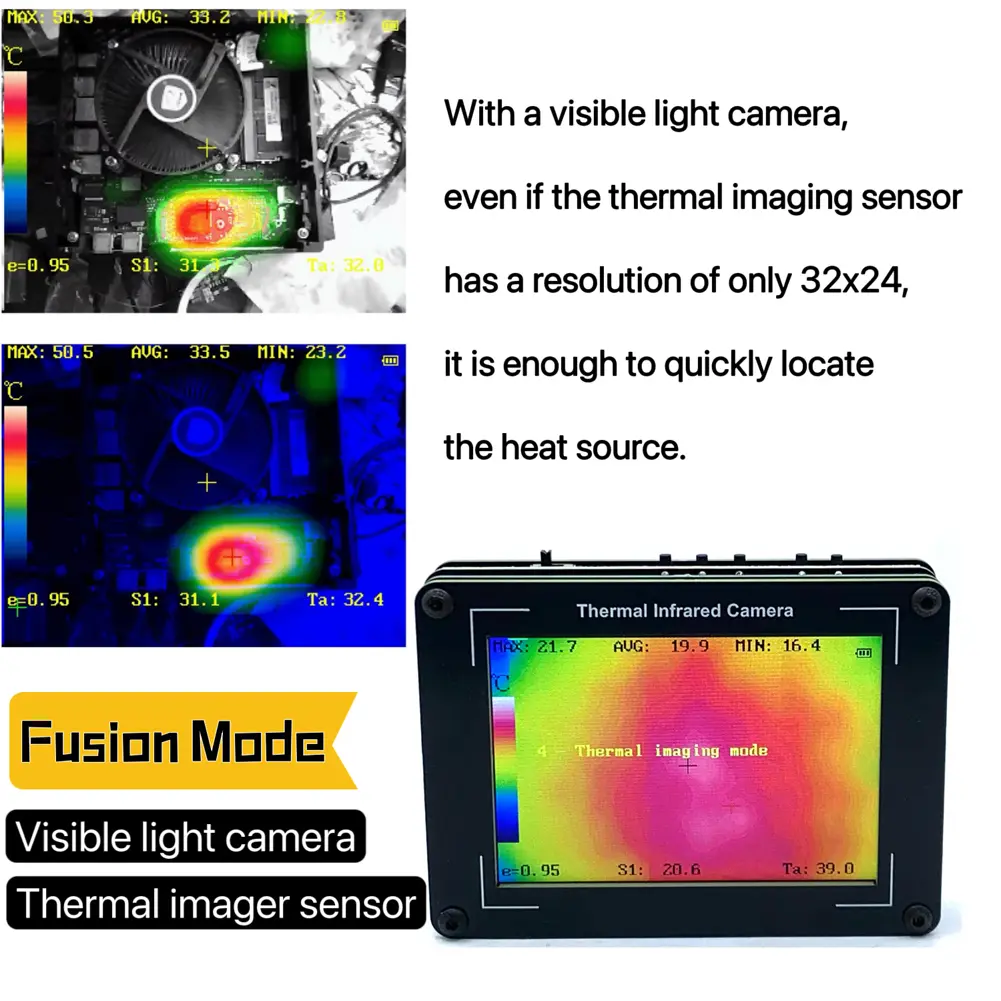 3.5 Inch Thermal Infrared Camera 32x24 Pixel Thermal Imaging Camera -40-450℃ Measurement Infrared Imager Thermal Camera