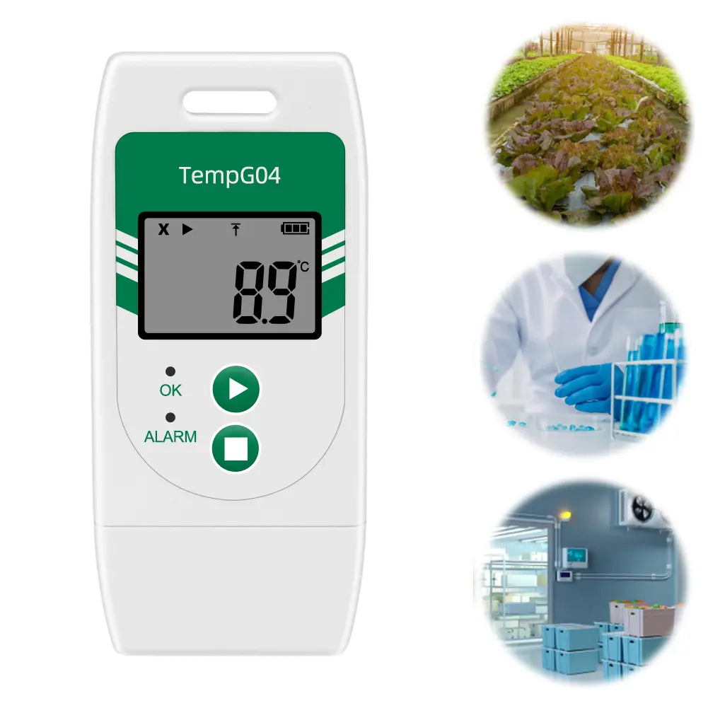 USB Temperature Humidity Data Logger Digital 32000 Point Capacity Over Temp Alarm for Fruit Vegetable Lab Cold Chain Transport
