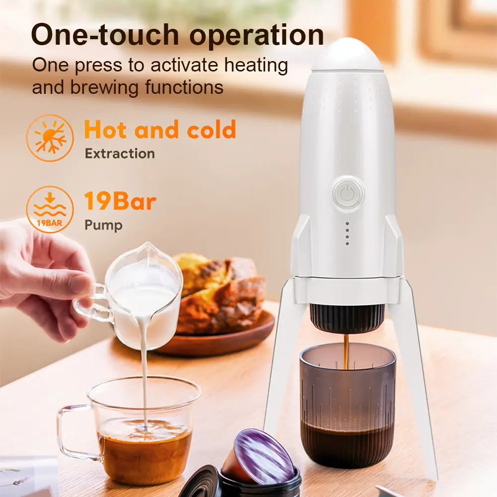 3-in-1 Coffee Brewing Machine Multifunctional Electric Espresso Coffee Machine Manual Espresso Maker for Travel Caravan Hiking