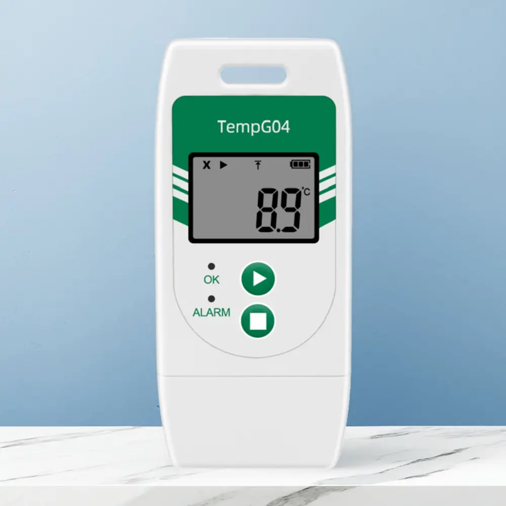 USB Temperature Humidity Data Logger Digital 32000 Point Capacity Over Temp Alarm for Fruit Vegetable Lab Cold Chain Transport
