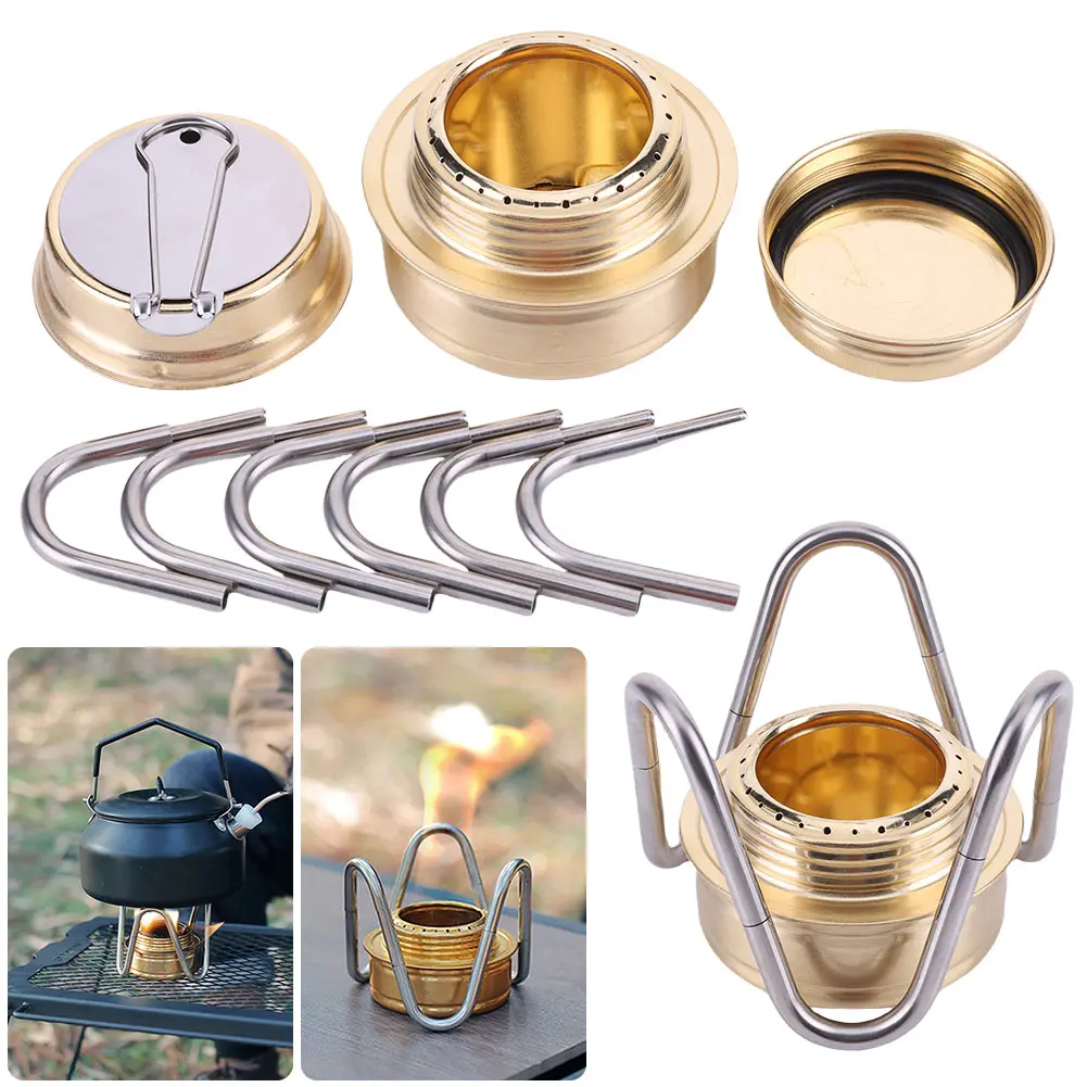 Outdoor Alcohol Stove with Bracket Camping Alcohol Stove Adjustable Firepower Ultralight Alcohol Furnace for Outdoor Survival