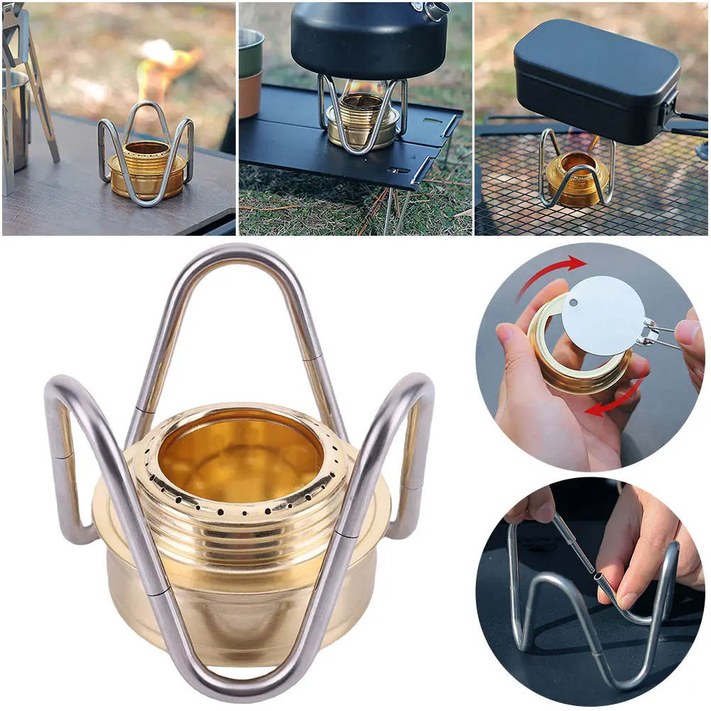 Outdoor Alcohol Stove with Bracket Camping Alcohol Stove Adjustable Firepower Ultralight Alcohol Furnace for Outdoor Survival