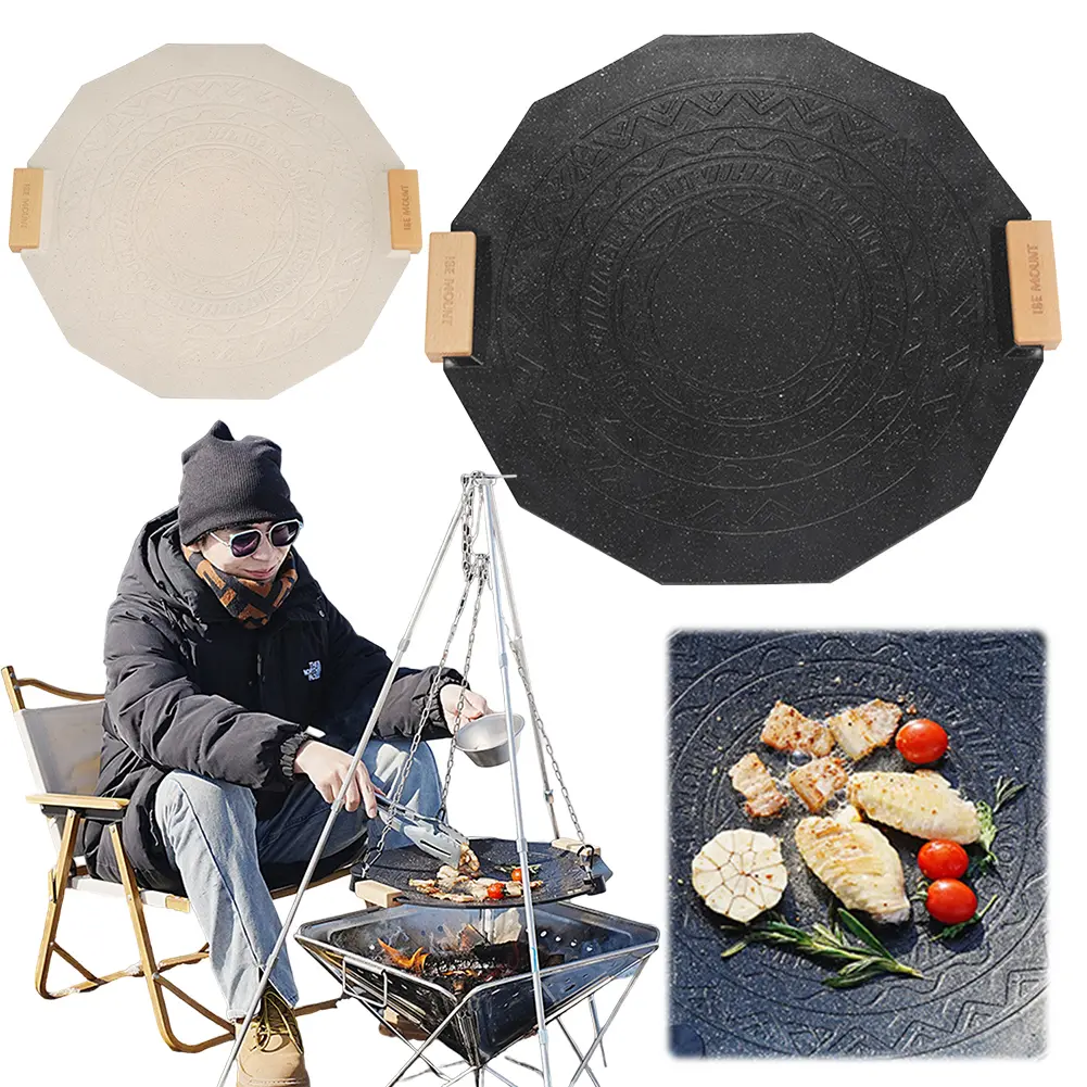 Medical Stone Baking Dishes Pans Non-Stick Picnic Barbecue Plate Multi-Purpose Roasting Cooking Tray for Camping Hiking Supplies