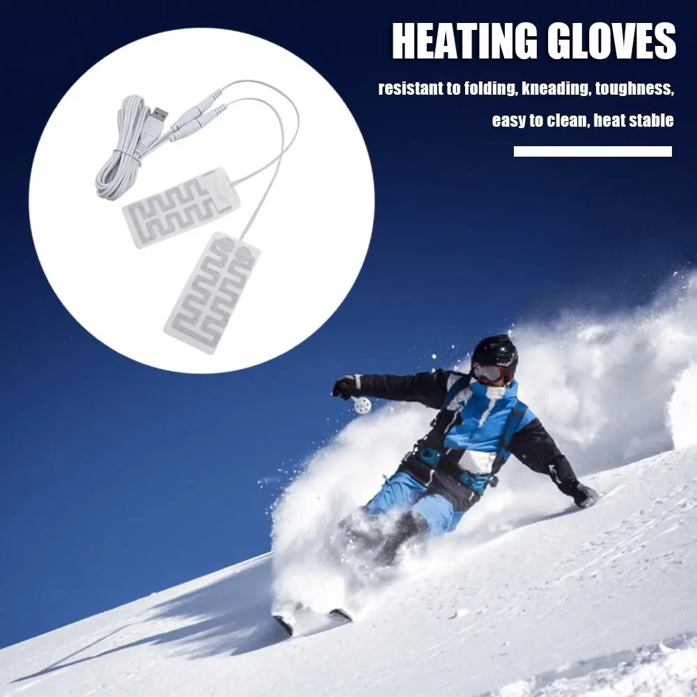 1Pair Electric Heating Gloves Pads Carbon Fiber USB Electric Heating Pad Thermal Waterproof for Cold Weather