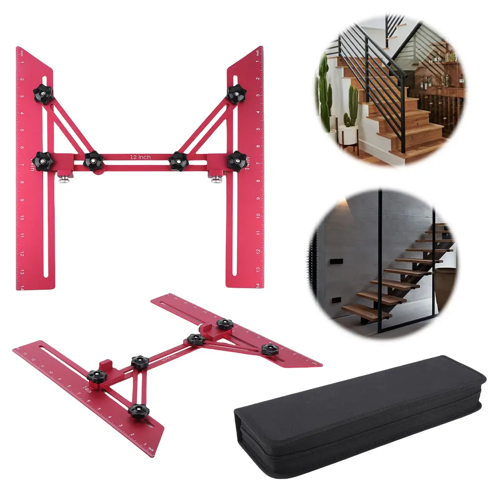 Stair Tread Template Tool Stair Tread Gauge Measuring Tool Multipurpose Stair Template Tool Step Template Tool for Risers Shelf