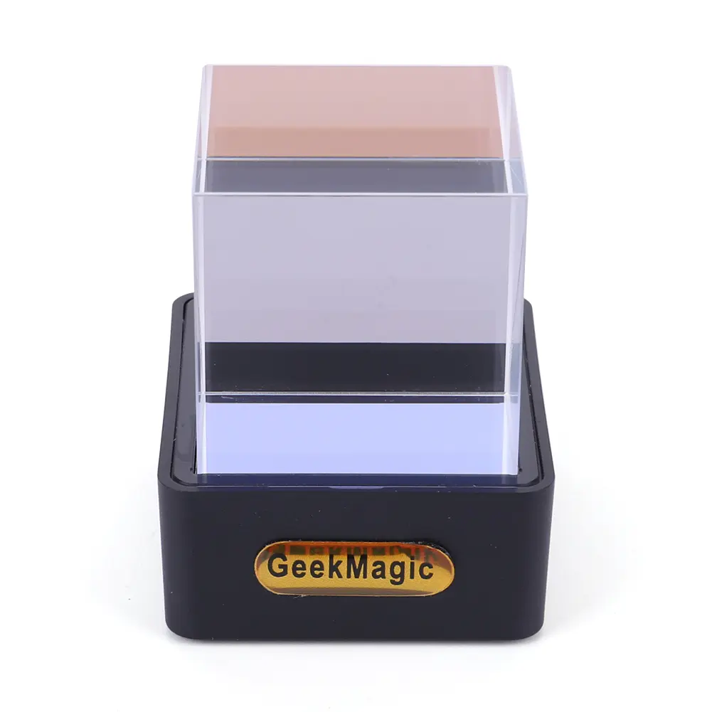 Crystal Cube Holographic Desktop Smart Weather Station Desktop Digital WiFi Clock with GIF Animations Album for Home Office