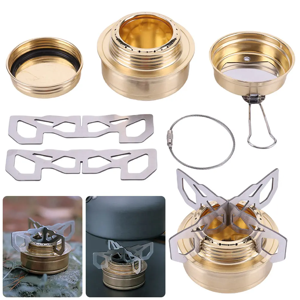Mini Alcohol Burner with Cross Rack Camping Alcohol Stove Adjustable Firepower Ultralight Alcohol Furnace for Outdoor Survival