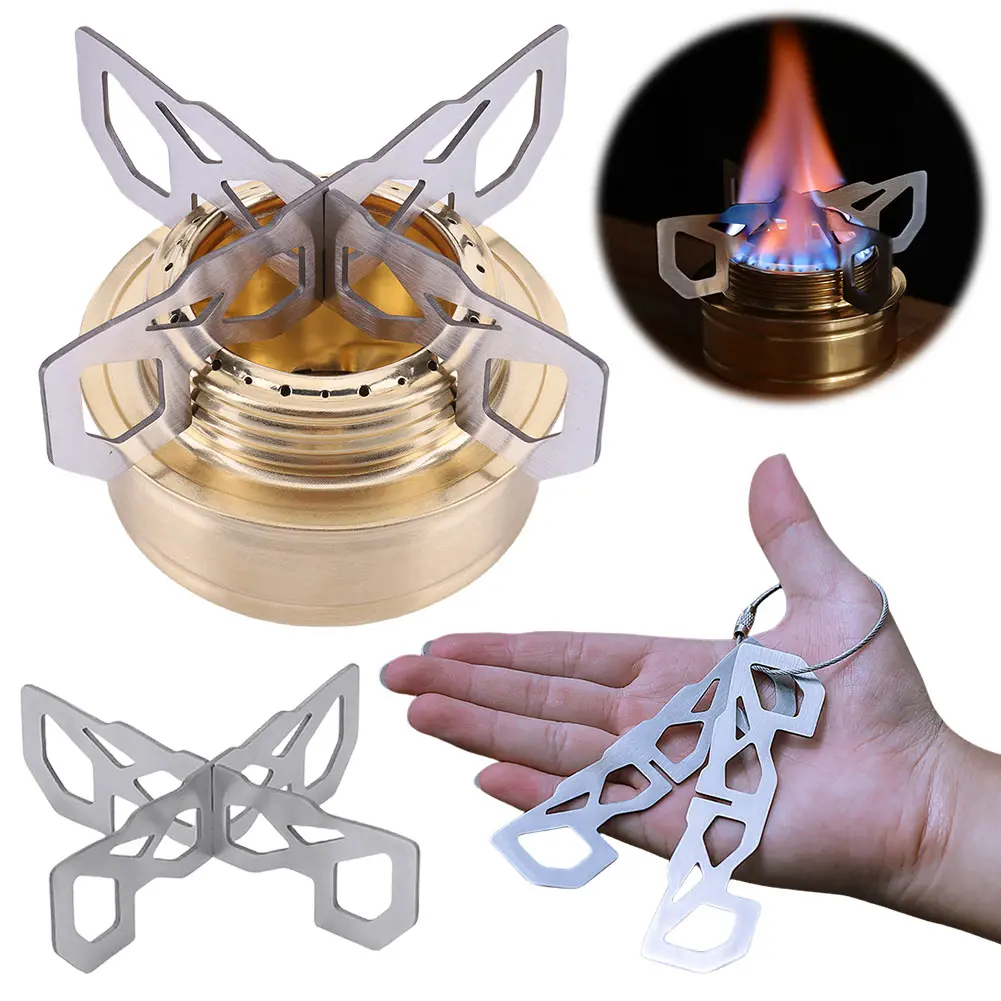 Mini Alcohol Burner with Cross Rack Camping Alcohol Stove Adjustable Firepower Ultralight Alcohol Furnace for Outdoor Survival