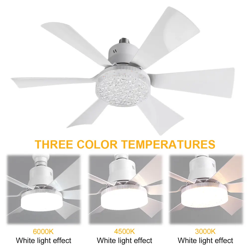 Ceiling Fan with Light Socket Ceiling Fan Remote Control LED Light Fan Adjustable Wind Speed Timing Wireless Fan for Home Office