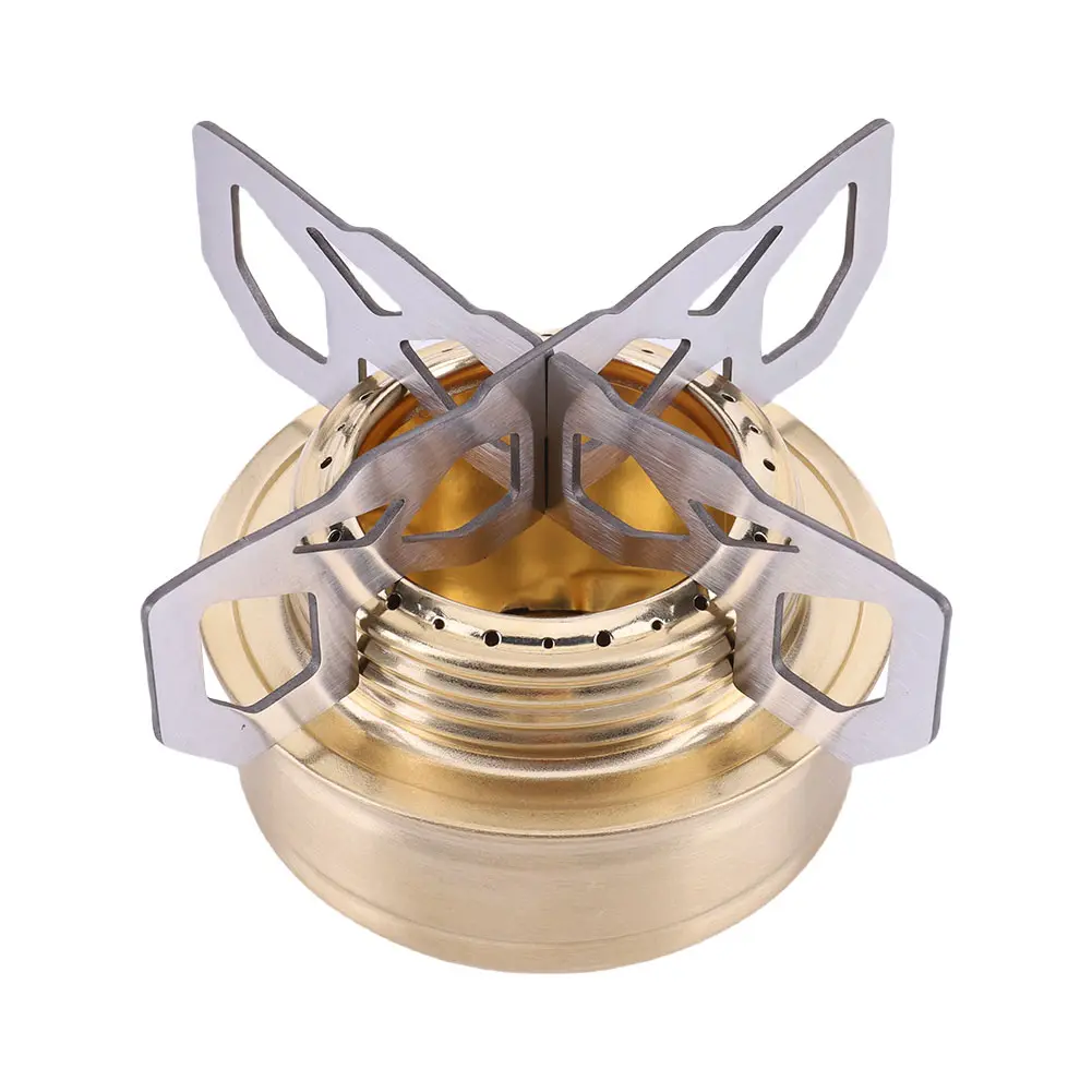Mini Alcohol Burner with Cross Rack Camping Alcohol Stove Adjustable Firepower Ultralight Alcohol Furnace for Outdoor Survival
