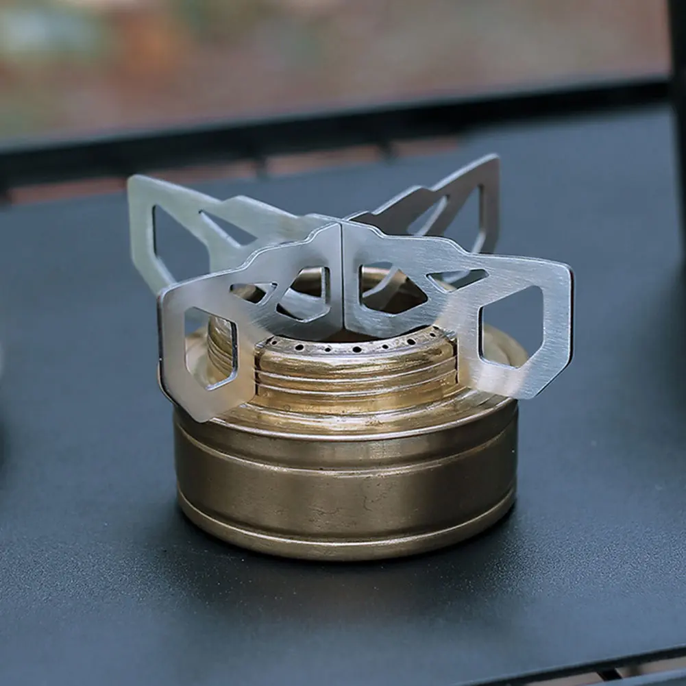 Mini Alcohol Burner with Cross Rack Camping Alcohol Stove Adjustable Firepower Ultralight Alcohol Furnace for Outdoor Survival