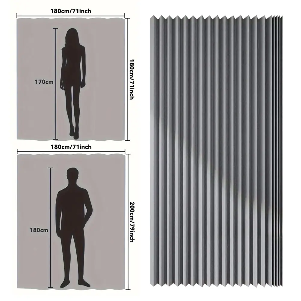 Foldable Magnetic Bathroom Curtain Waterproof Bathtub Curtain with 14 Hooks Privacy Bathroom Divider Modern for Bathroom