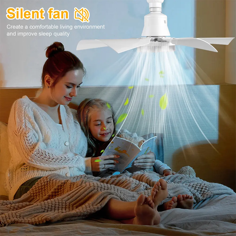Ceiling Fan with Light Socket Ceiling Fan Remote Control LED Light Fan Adjustable Wind Speed Timing Wireless Fan for Home Office
