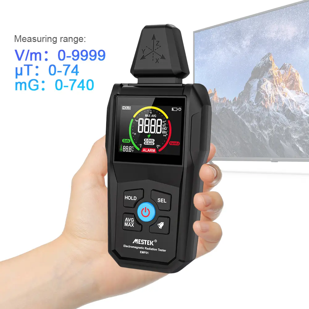 Electric Magnetic Field Scanning Geiger Dosimeter Multi-Function Household Temperature Humidity Tester Portable for Home Office