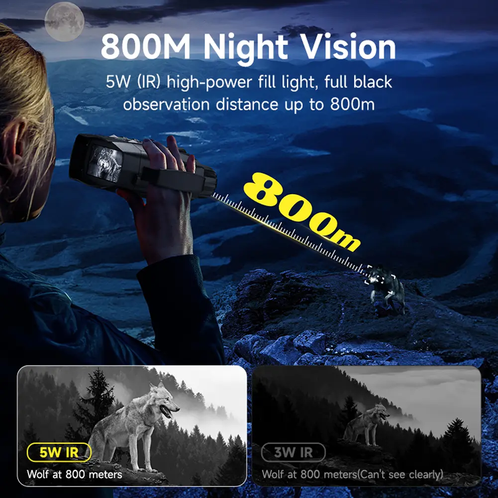 Infrared Night Vision Goggles 800M Night Range Infrared Binoculars 10 X Digital Zoom 3inch IPS Screen for Outdoor Camping Travel
