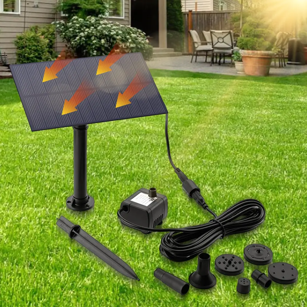 1.5W Solar Water Pump Solar Powered Water Fountain Pump Solar Fountain Pump Kit for Bird Bath Ponds Garden Fish Tank and Outdoor