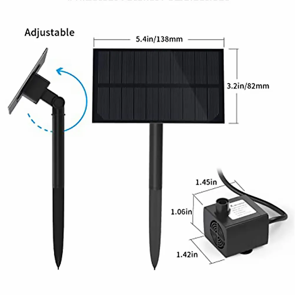 1.5W Solar Water Pump Solar Powered Water Fountain Pump Solar Fountain Pump Kit for Bird Bath Ponds Garden Fish Tank and Outdoor