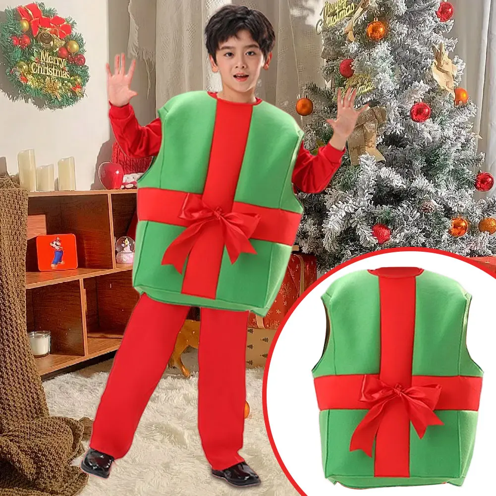 Christmas Gift Box Costumes Fun Cute Christmas Cosplay Props Party Dress Up Stage Show Clothing for Kids Boys Girls