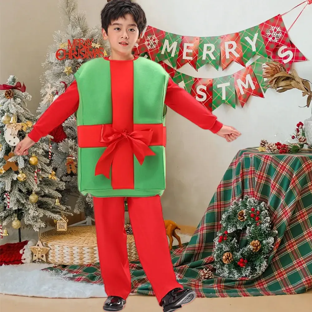 Christmas Gift Box Costumes Fun Cute Christmas Cosplay Props Party Dress Up Stage Show Clothing for Kids Boys Girls