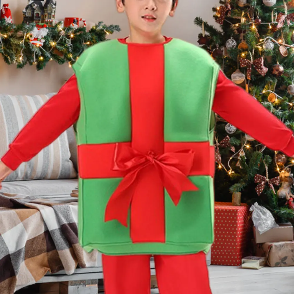 Christmas Gift Box Costumes Fun Cute Christmas Cosplay Props Party Dress Up Stage Show Clothing for Kids Boys Girls