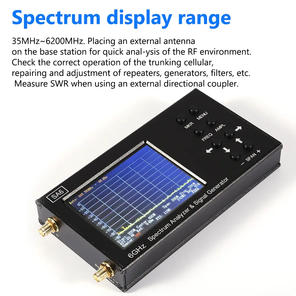SA6 Handheld Spectrum Analyzer Multifunction WiFi CDMA Signal 6G Tester Reusable 3.2 Inch Touched Screen Tester for LAB