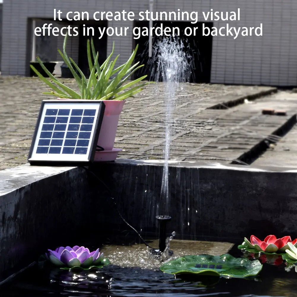 1.5W Solar Floating Garden Fountain Kit W/ 7 Nozzles Garden Waterfall Fountain Kit for Pond Pool Patio Garden Fish Tank Aquarium