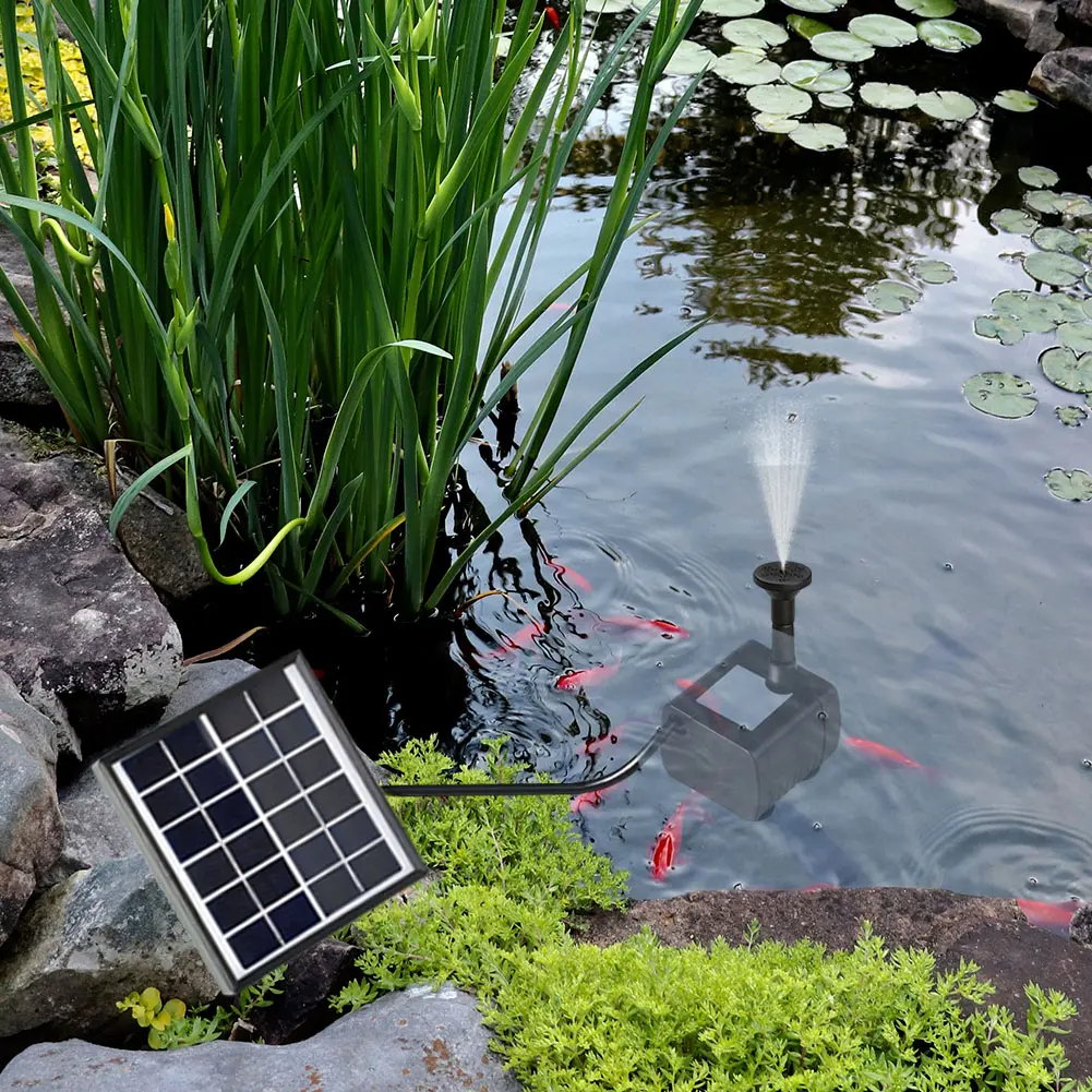 1.5W Solar Floating Garden Fountain Kit W/ 7 Nozzles Garden Waterfall Fountain Kit for Pond Pool Patio Garden Fish Tank Aquarium