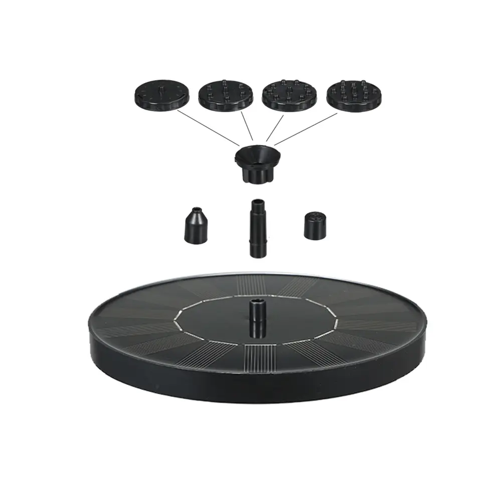 Floating Solar Pump Fountain 7V/1W Solar Panel Powered Fountain with 6 Spray Heads for Pond Swimming Pool Outdoor Garden Decor