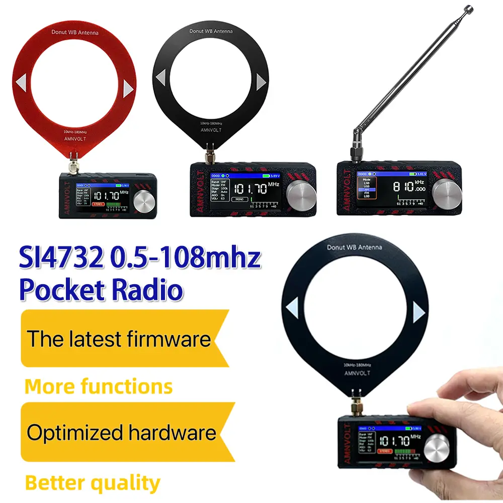 SI4732 0.5-108mhz LSB USB AM FM FM/AM Radio 1.9inch IPS Screen Portable Radio with Antenna All Band Radio Receiver
