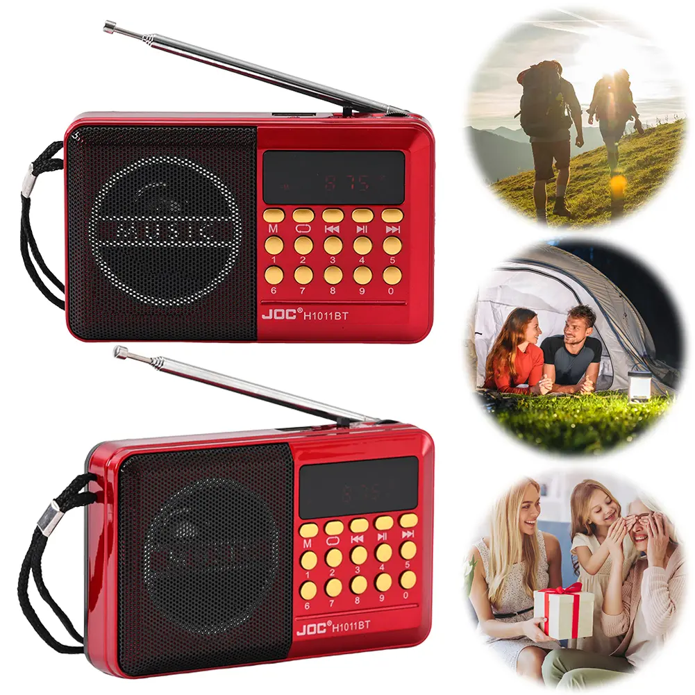 FM Portable Radio Rechargeable BT 5.4 Radio Speaker with LED Display for Home Travel Gifts for Seniors Elderly