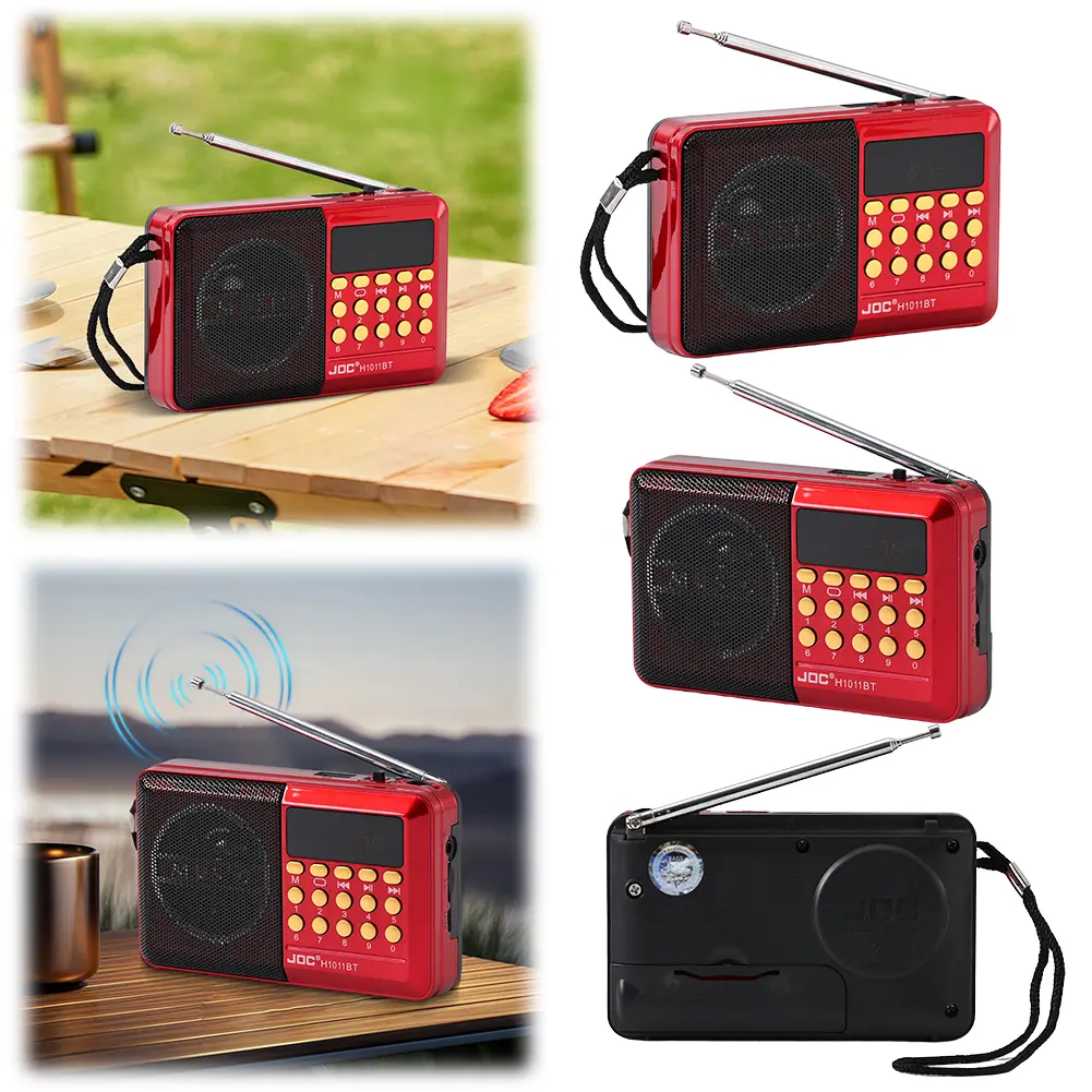FM Portable Radio Rechargeable BT 5.4 Radio Speaker with LED Display for Home Travel Gifts for Seniors Elderly