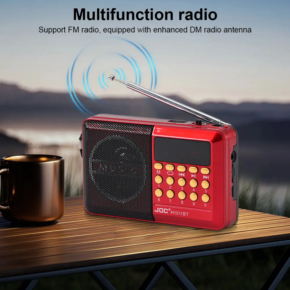 FM Portable Radio Rechargeable BT 5.4 Radio Speaker with LED Display for Home Travel Gifts for Seniors Elderly