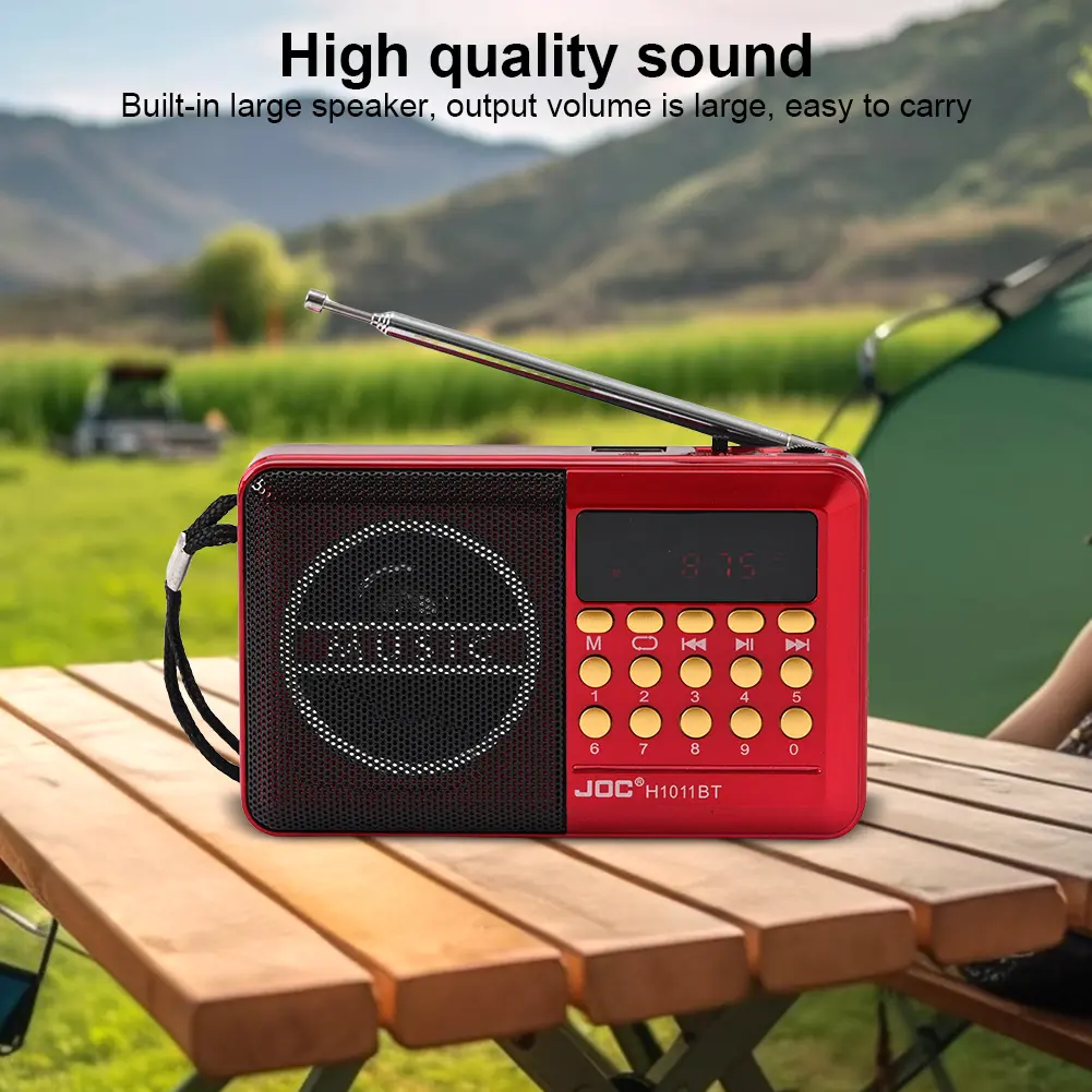 FM Portable Radio Rechargeable BT 5.4 Radio Speaker with LED Display for Home Travel Gifts for Seniors Elderly