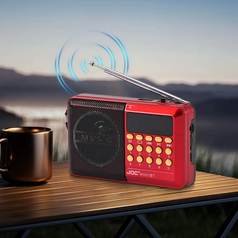 FM Portable Radio Rechargeable BT 5.4 Radio Speaker with LED Display for Home Travel Gifts for Seniors Elderly