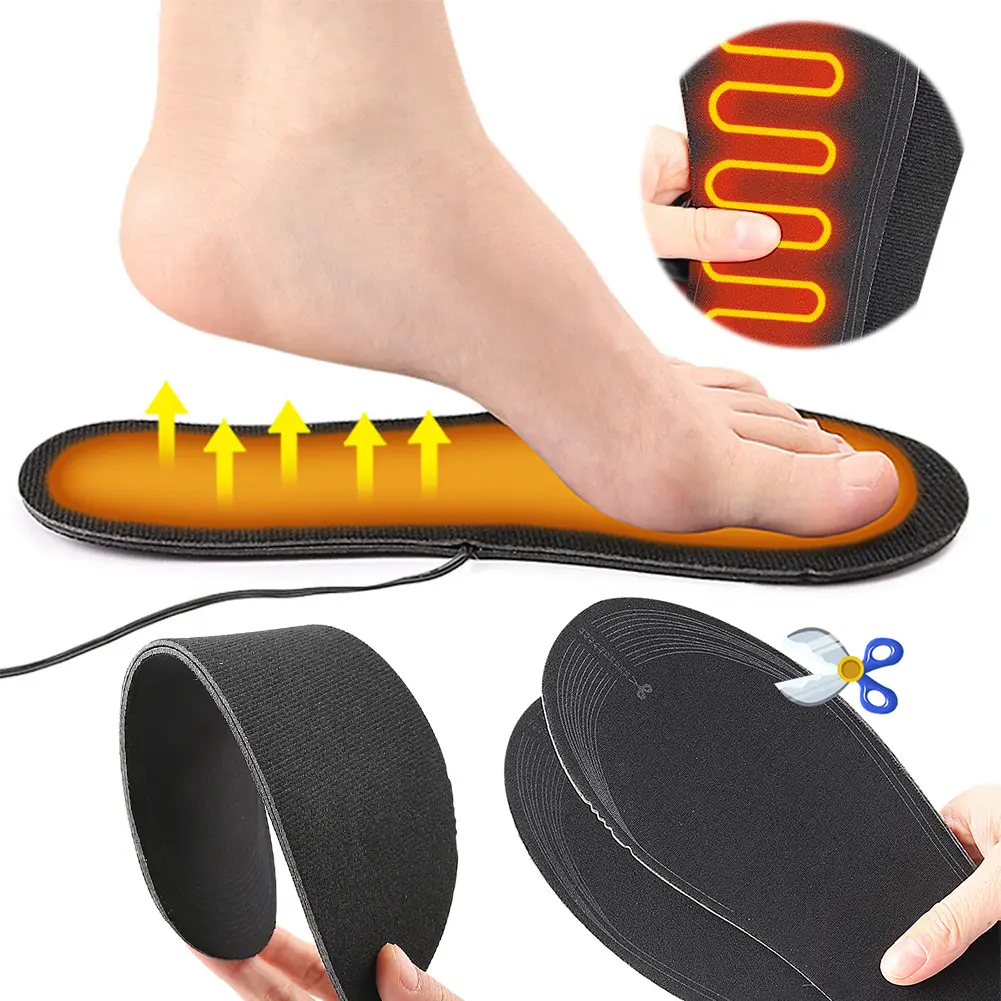 USB Heated Shoe Insoles Electric Heated Shoes Pad Cuttable Foot Warming Pad Washable Rechargeable Foot Warmer for Skiing Hiking