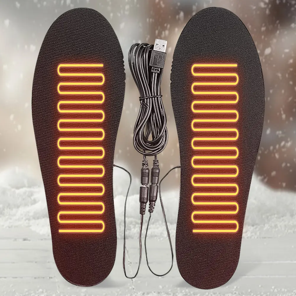 USB Heated Shoe Insoles Electric Heated Shoes Pad Cuttable Foot Warming Pad Washable Rechargeable Foot Warmer for Skiing Hiking