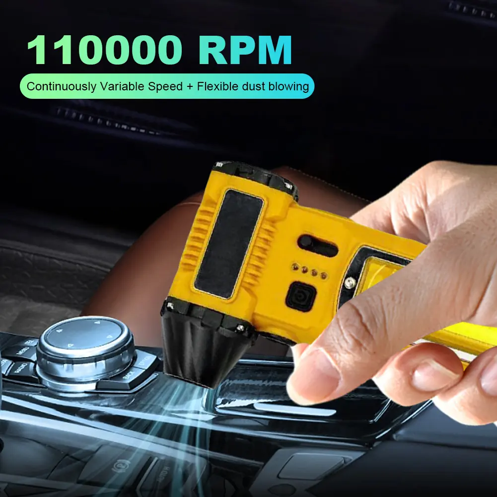 110000 RPM Car Handheld Hair Dryer USB Charging Turbo Violent Fan Outdoor Fan with Light Turbo Violent Blower PC Cleaning Tool