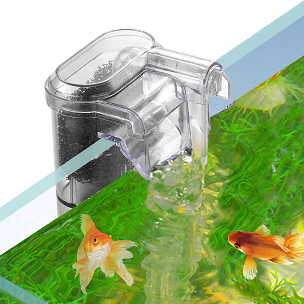 Fish Tank Suspended Filter Adjustable Flow Waterfall Suspension Oxygen Pump Aquarium Filter for 3-10 Gallon Fish Tank