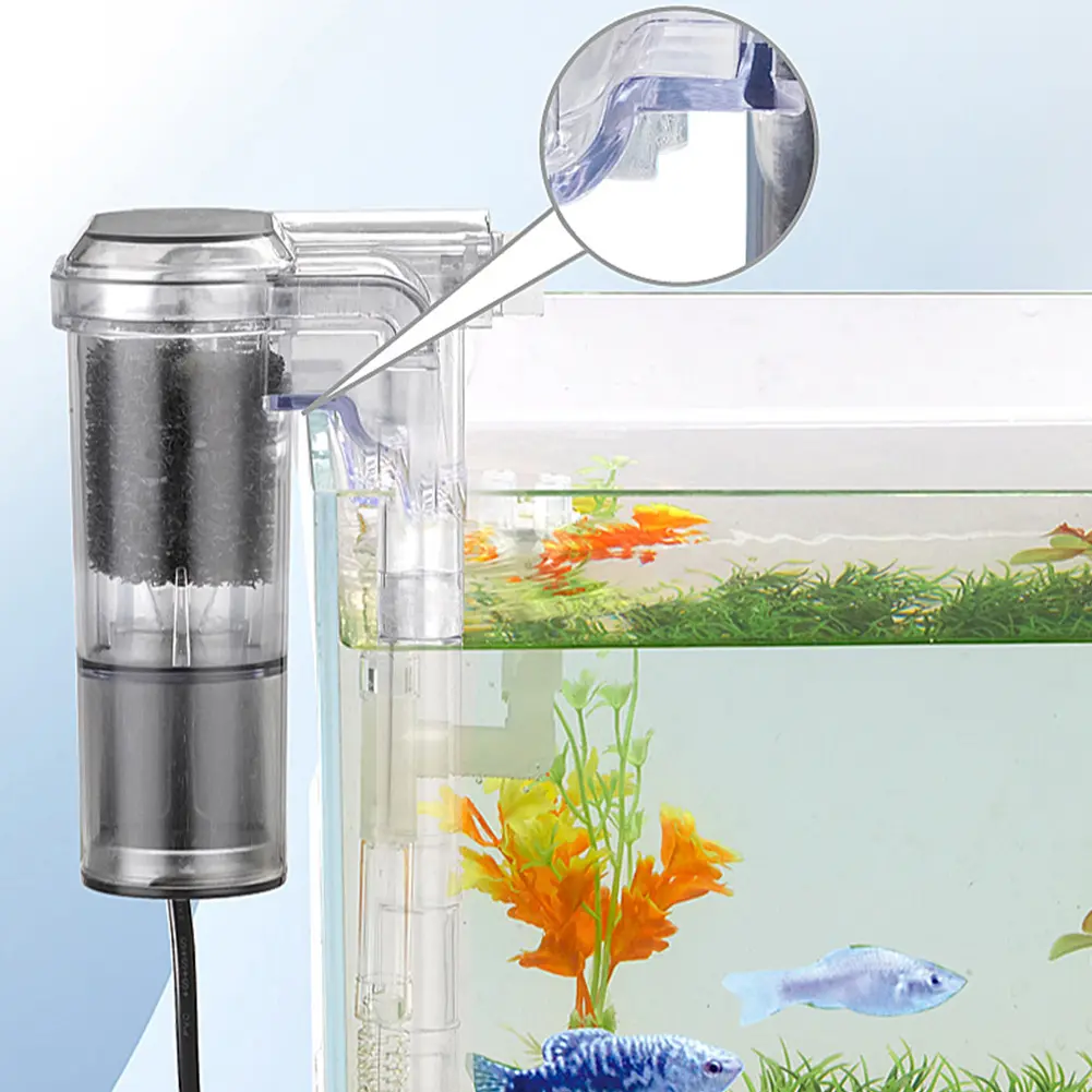 Fish Tank Suspended Filter Adjustable Flow Waterfall Suspension Oxygen Pump Aquarium Filter for 3-10 Gallon Fish Tank