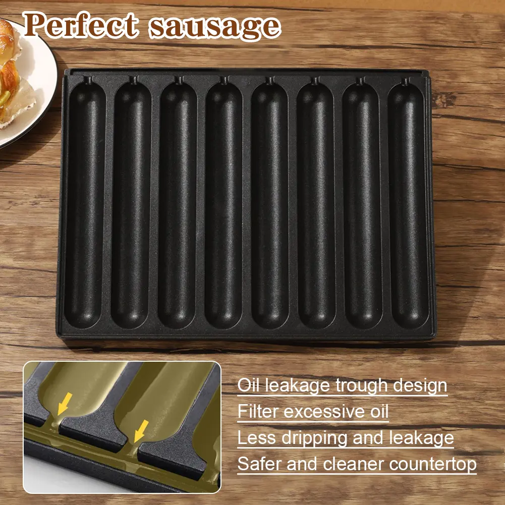8 Grids Square Sausage Pan Anti-Scald Thickened Hot Dog Plate Aluminum Sausage Mould Tray for Indoor Outdoor Camping