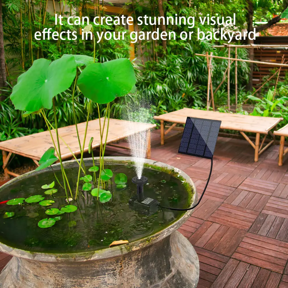 1.4W Solar Power Floating Garden Fountain Kit -7 Nozzles Adjustable Fountain Pump for Pond Pool Patio Garden Fish Tank Aquarium