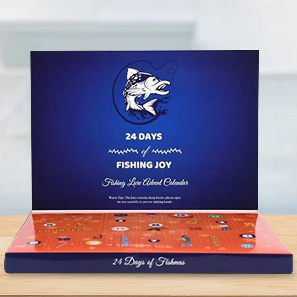 Christmas Fishing Tackle Countdown Calendar Box 24 Days Fishing Lures Set Calendar Box Creative Xmas Surprise Gift for Fisher