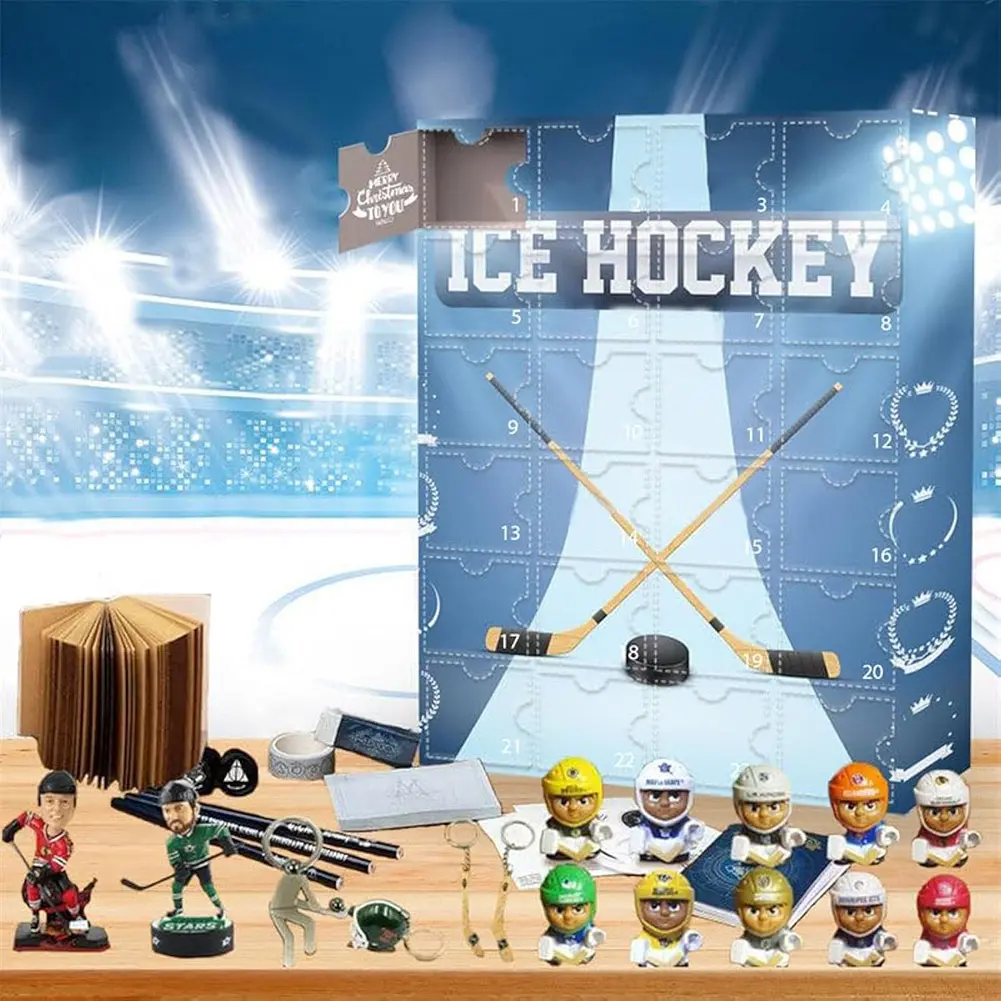 Hockey Advent Calendar 2024 Holiday Gift 24 Day Countdown Hockey Miniature Keepsake Advent Calendar for Christmas Kids Gift