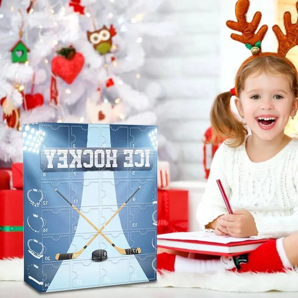 Hockey Advent Calendar 2024 Holiday Gift 24 Day Countdown Hockey Miniature Keepsake Advent Calendar for Christmas Kids Gift